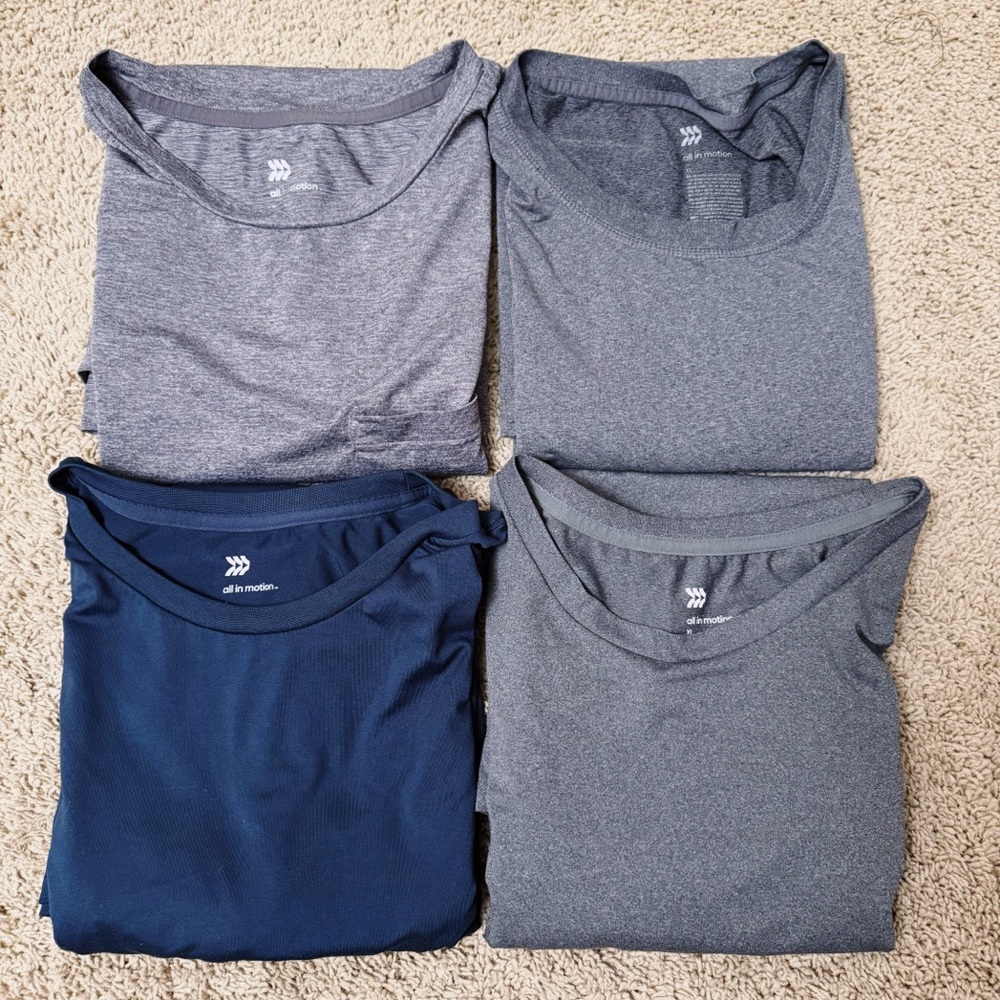 all in motion Men's Short Sleeve Athletic Tees - Gray & Navy